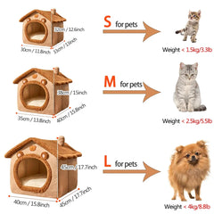 Foldable Pet Bed Removable Washable Cat House