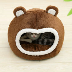 Funny Cat Bed Warm Pet House Soft Long Plush Kitten