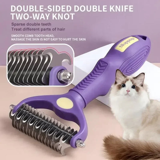 Dog Grooming Comb Pet Deshedding Brush Double-Sided