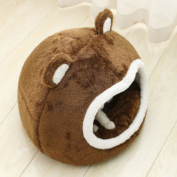 Funny Cat Bed Warm Pet House Soft Long Plush Kitten