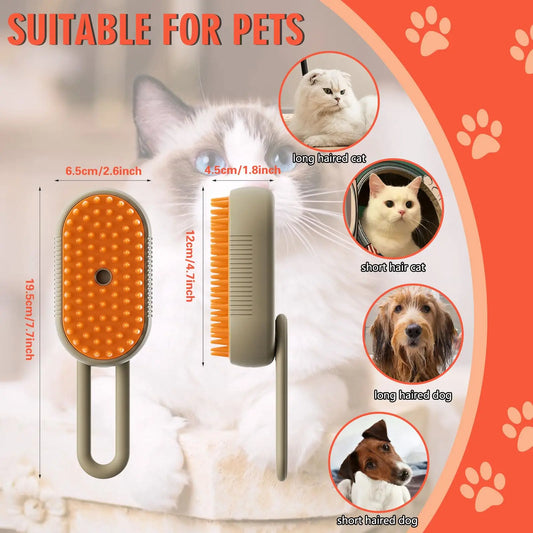 3 in 1 Cat Steam Brush One Touch Spray Pet Hair Removal