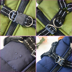 Pet Dog Jacket With Harness Winter Warm Dog Clothes