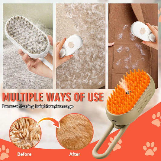 3 in 1 Cat Steam Brush One Touch Spray Pet Hair Removal