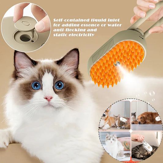 3 in 1 Cat Steam Brush One Touch Spray Pet Hair Removal