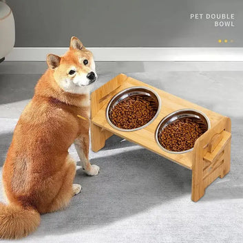 Pet Double Feeding Bowl Tilt Elevated Pet Puppy Feeding