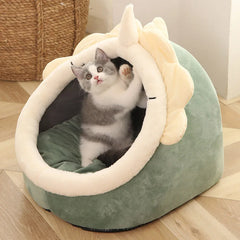 Deep Sleep Cat Bed Cartoon Pet Bed Foldable Removable