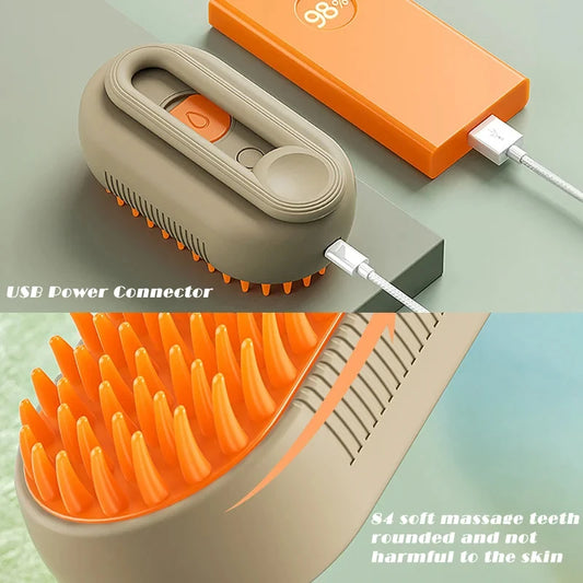 3 in 1 Cat Steam Brush One Touch Spray Pet Hair Removal