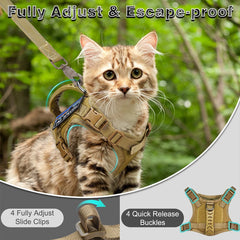 Tactical Cat Harness For Walking Escape Proof Adjustable Pet